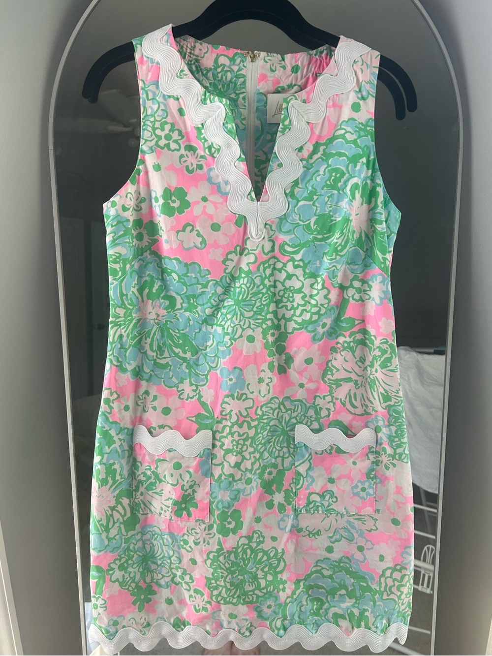 Lilly Pulitzer Pink, Green & White Floral Scallop-Trim Dress with Shorts